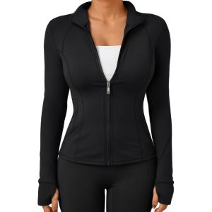 Trendy Queen Womens Lightweight Zip Up Jackets 2025 Athletic Hoodies Fall Gym Shirts Running Workout Clothes with Pocket(Black)