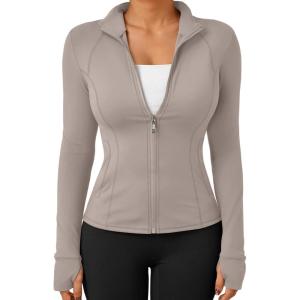 Trendy Queen Womens Lightweight Zip Up Jackets 2025 Athletic Hoodies Fall Gym Shirts Running Workout Clothes with Pocket(Coffeegrey)