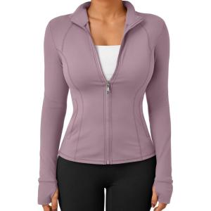 Trendy Queen Womens Lightweight Zip Up Jackets 2025 Athletic Hoodies Fall Gym Shirts Running Workout Clothes with Pocket(Lightpurple)