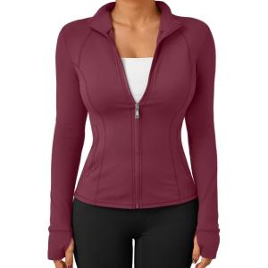 Trendy Queen Womens Lightweight Zip Up Jackets 2025 Athletic Hoodies Fall Gym Shirts Running Workout Clothes with Pocket(Red)