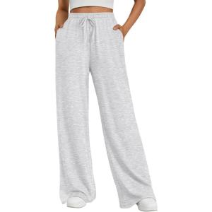 Trendy Queen Womens Lounge Pants Wide Leg Sweatpants Comfy Barrel Pajamas Pants Baggy Flowy 2025 Fashion Outfits with Pockets(Grey)