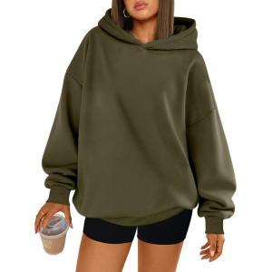Trendy Queen Womens Oversized Hoodies Comfy Sweatshirts Fall Fashion 2025 Outfits Casual Tops Fleece Clothes with Pockets(Armygreen)
