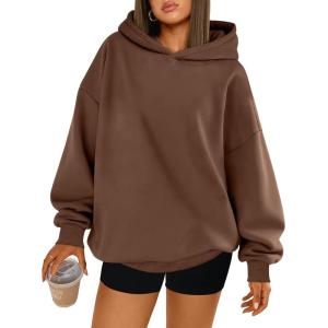 Trendy Queen Womens Oversized Hoodies Comfy Sweatshirts Fall Fashion 2025 Outfits Casual Tops Fleece Clothes with Pockets(Brown)
