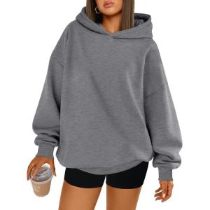 Trendy Queen Womens Oversized Hoodies Comfy Sweatshirts Fall Fashion 2025 Outfits Casual Tops Fleece Clothes with Pockets(Darkgrey)