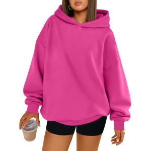 Trendy Queen Womens Oversized Hoodies Comfy Sweatshirts Fall Fashion 2025 Outfits Casual Tops Fleece Clothes with Pockets(Hotpink)