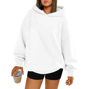 Trendy Queen Womens Oversized Hoodies Comfy Sweatshirts Fall Fashion 2025 Outfits Casual Tops Fleece Clothes with Pockets(White)