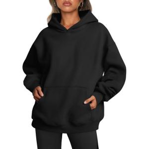 Trendy Queen Womens Oversized Hoodies Fleece Sweatshirts Fall Fashion Pullover Sweaters Winter Clothes(Black)