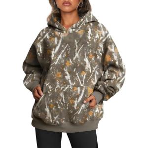 Trendy Queen Womens Oversized Hoodies Fleece Sweatshirts Fall Fashion Pullover Sweaters Winter Clothes(Camo Maple)