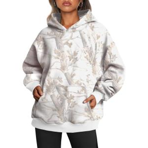 Trendy Queen Womens Oversized Hoodies Fleece Sweatshirts Fall Fashion Pullover Sweaters Winter Clothes(Camo White)