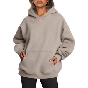 Trendy Queen Womens Oversized Hoodies Fleece Sweatshirts Fall Fashion Pullover Sweaters Winter Clothes(Coffee Grey)