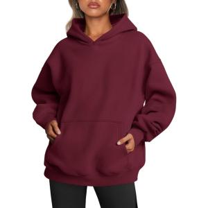 Trendy Queen Womens Oversized Hoodies Fleece Sweatshirts Fall Fashion Pullover Sweaters Winter Clothes(Deep Red)