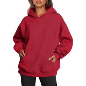 Trendy Queen Womens Oversized Hoodies Fleece Sweatshirts Fall Fashion Pullover Sweaters Winter Clothes(Fiery Red)