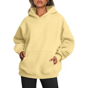 Trendy Queen Womens Oversized Hoodies Fleece Sweatshirts Fall Fashion Pullover Sweaters Winter Clothes(Lemonyellow)
