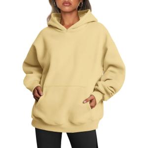 Trendy Queen Womens Oversized Hoodies Fleece Sweatshirts Fall Fashion Pullover Sweaters Winter Clothes(Light Yellow)