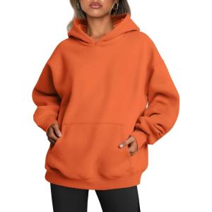 Trendy Queen Womens Oversized Hoodies Fleece Sweatshirts Fall Fashion Pullover Sweaters Winter Clothes(Orange)