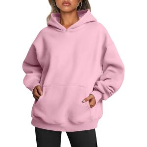 Trendy Queen Womens Oversized Hoodies Fleece Sweatshirts Fall Fashion Pullover Sweaters Winter Clothes(Pale Pink)
