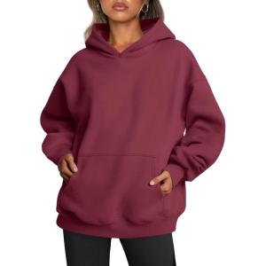 Trendy Queen Womens Oversized Hoodies Fleece Sweatshirts Fall Fashion Pullover Sweaters Winter Clothes(Red)