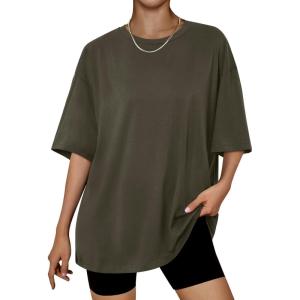 Trendy Queen Womens Oversized Summer T Shirts Plus Size Batwing Cute Casual Tops Short Sleeves Fashion Workout Clothes(Armygreen)