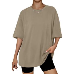 Trendy Queen Womens Oversized Summer T Shirts Plus Size Batwing Cute Casual Tops Short Sleeves Fashion Workout Clothes(Armykhaki)