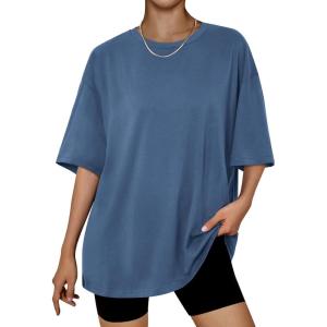 Trendy Queen Womens Oversized Summer T Shirts Plus Size Batwing Cute Casual Tops Short Sleeves Fashion Workout Clothes(Blue)