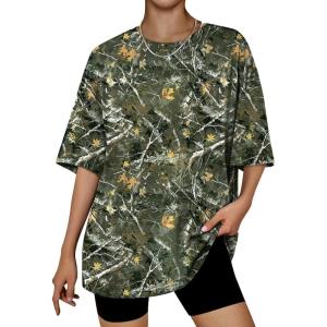 Trendy Queen Womens Oversized Summer T Shirts Plus Size Batwing Cute Casual Tops Short Sleeves Fashion Workout Clothes(Camo Green)
