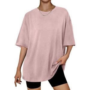 Trendy Queen Womens Oversized Summer T Shirts Plus Size Batwing Cute Casual Tops Short Sleeves Fashion Workout Clothes(Coupledpink)