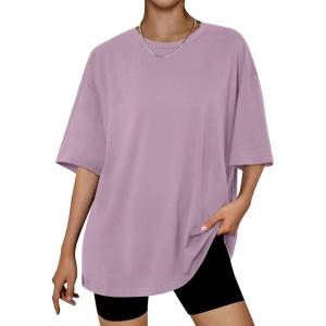 Trendy Queen Womens Oversized Summer T Shirts Plus Size Batwing Cute Casual Tops Short Sleeves Fashion Workout Clothes(Darkpink)