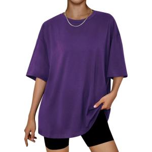 Trendy Queen Womens Oversized Summer T Shirts Plus Size Batwing Cute Casual Tops Short Sleeves Fashion Workout Clothes(Darkpurple)
