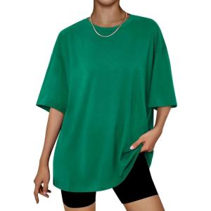 Trendy Queen Womens Oversized Summer T Shirts Plus Size Batwing Cute Casual Tops Short Sleeves Fashion Workout Clothes(Green)