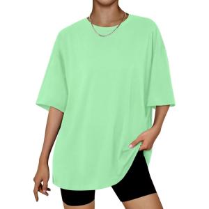 Trendy Queen Womens Oversized Summer T Shirts Plus Size Batwing Cute Casual Tops Short Sleeves Fashion Workout Clothes(Mintgreen)