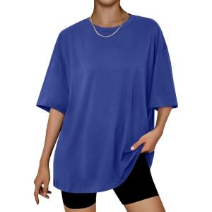 Trendy Queen Womens Oversized Summer T Shirts Plus Size Batwing Cute Casual Tops Short Sleeves Fashion Workout Clothes(Royalblue)