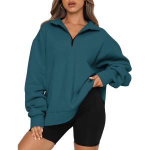 Trendy Queen Womens Oversized Sweatshirts Fall Sweaters Fashion Hoodies Half Zip Pullover Long Sleeve Shirts Clothes(Navy)