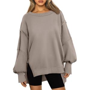 Trendy Queen Womens Oversized Sweatshirts Hoodies Crewneck Shirts Fall Outfits Teen Girls Y2k Winter Clothes(Coffeegrey)