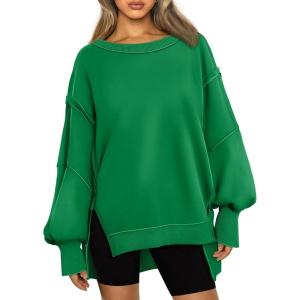 Trendy Queen Womens Oversized Sweatshirts Hoodies Crewneck Shirts Fall Outfits Teen Girls Y2k Winter Clothes(Grassgreen)