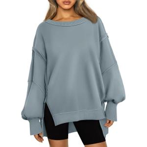 Trendy Queen Womens Oversized Sweatshirts Hoodies Crewneck Shirts Fall Outfits Teen Girls Y2k Winter Clothes(Greygreen)