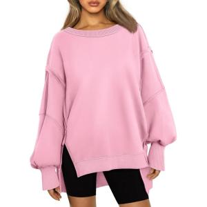 Trendy Queen Womens Oversized Sweatshirts Hoodies Crewneck Shirts Fall Outfits Teen Girls Y2k Winter Clothes(Pink)