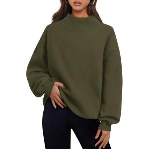 Trendy Queen Womens Oversized Sweatshirts Turtleneck Pullover Long Sleeve Hoodies Tops Fall Fashion Outfits 2025 Clothes(Armygreen)