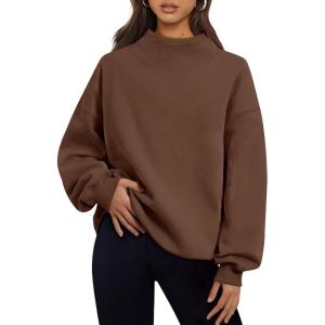 Trendy Queen Womens Oversized Sweatshirts Turtleneck Pullover Long Sleeve Hoodies Tops Fall Fashion Outfits 2025 Clothes(Brown)