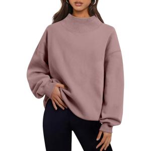 Trendy Queen Womens Oversized Sweatshirts Turtleneck Pullover Long Sleeve Hoodies Tops Fall Fashion Outfits 2025 Clothes(Darkpink)