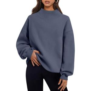 Trendy Queen Womens Oversized Sweatshirts Turtleneck Pullover Long Sleeve Hoodies Tops Fall Fashion Outfits 2025 Clothes(Greyblue)