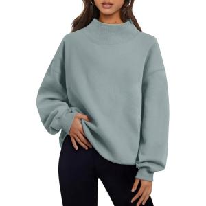 Trendy Queen Womens Oversized Sweatshirts Turtleneck Pullover Long Sleeve Hoodies Tops Fall Fashion Outfits 2025 Clothes(Greygreen)