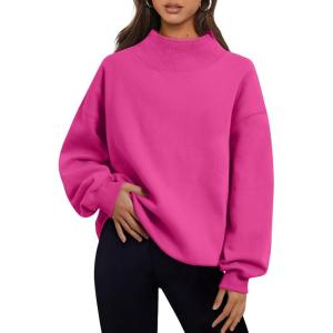 Trendy Queen Womens Oversized Sweatshirts Turtleneck Pullover Long Sleeve Hoodies Tops Fall Fashion Outfits 2025 Clothes(Hotpink)