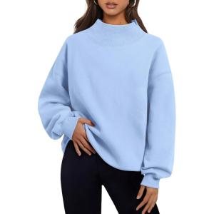 Trendy Queen Womens Oversized Sweatshirts Turtleneck Pullover Long Sleeve Hoodies Tops Fall Fashion Outfits 2025 Clothes(Lightblue)