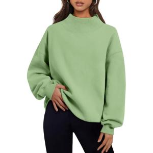 Trendy Queen Womens Oversized Sweatshirts Turtleneck Pullover Long Sleeve Hoodies Tops Fall Fashion Outfits 2025 Clothes(Lightgreen)