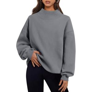Trendy Queen Womens Oversized Sweatshirts Turtleneck Pullover Long Sleeve Hoodies Tops Fall Fashion Outfits 2025 Clothes(Lightgrey)