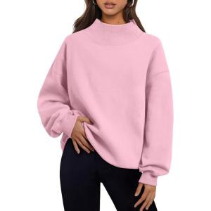 Trendy Queen Womens Oversized Sweatshirts Turtleneck Pullover Long Sleeve Hoodies Tops Fall Fashion Outfits 2025 Clothes(Lightpink)