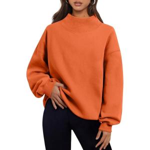 Trendy Queen Womens Oversized Sweatshirts Turtleneck Pullover Long Sleeve Hoodies Tops Fall Fashion Outfits 2025 Clothes(Orange)