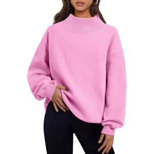 Trendy Queen Womens Oversized Sweatshirts Turtleneck Pullover Long Sleeve Hoodies Tops Fall Fashion Outfits 2025 Clothes(Pink)