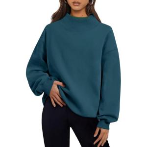 Trendy Queen Womens Oversized Sweatshirts Turtleneck Pullover Long Sleeve Hoodies Tops Fall Fashion Outfits 2025 Clothes(Teal)