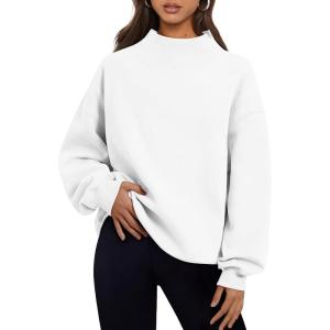 Trendy Queen Womens Oversized Sweatshirts Turtleneck Pullover Long Sleeve Hoodies Tops Fall Fashion Outfits 2025 Clothes(White)
